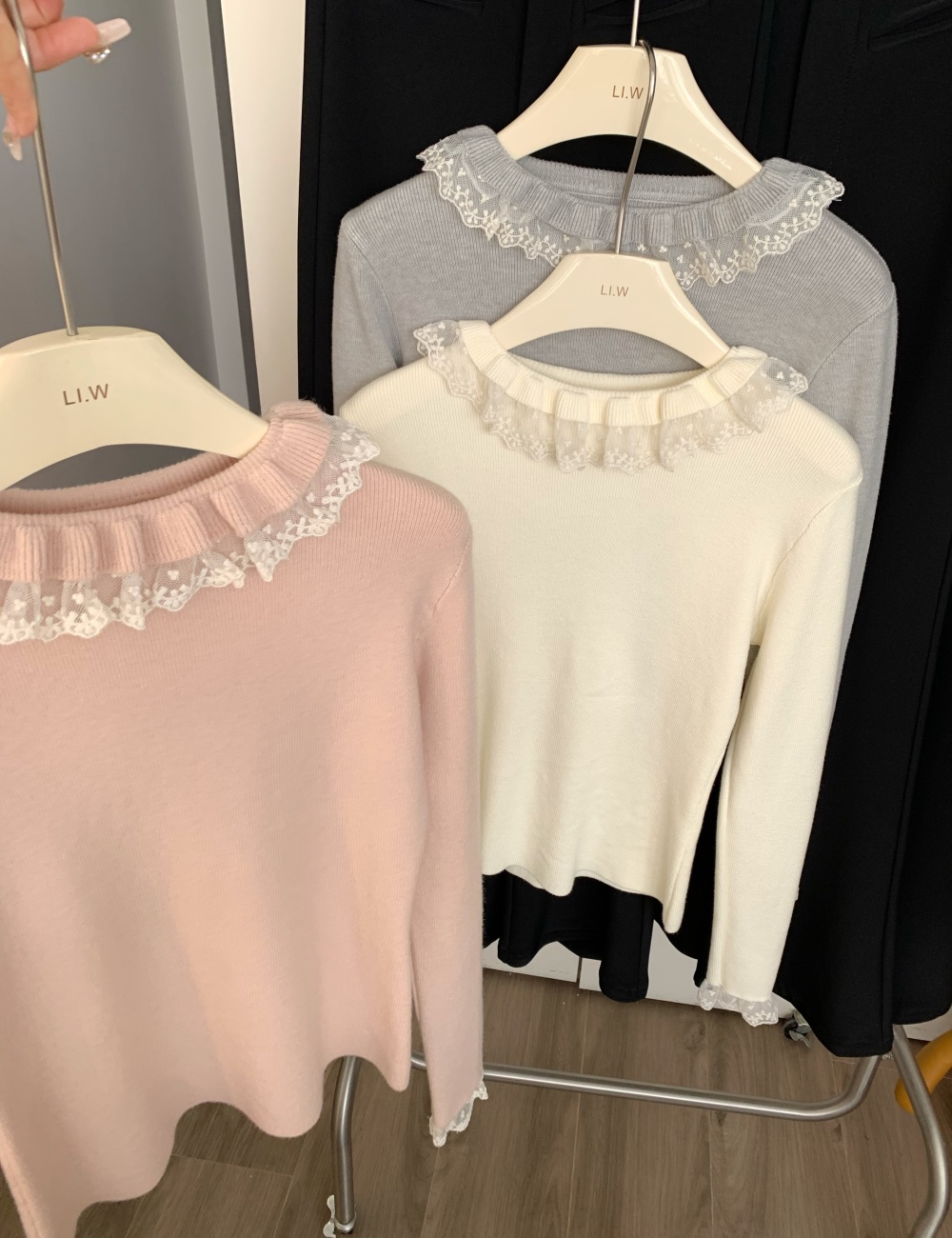Lace France style sweater niche tender tops for women