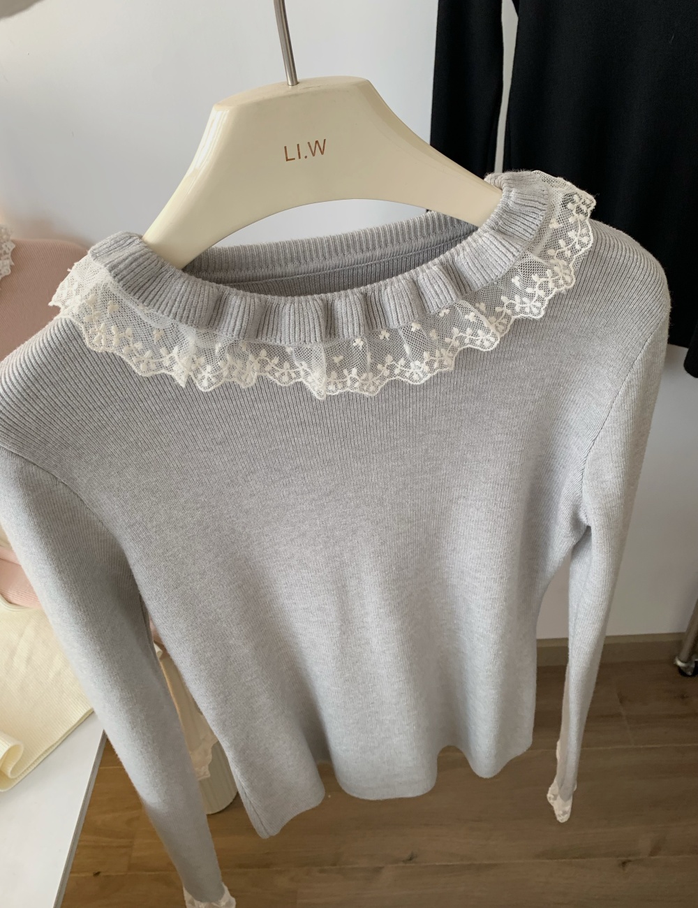 Lace France style sweater niche tender tops for women