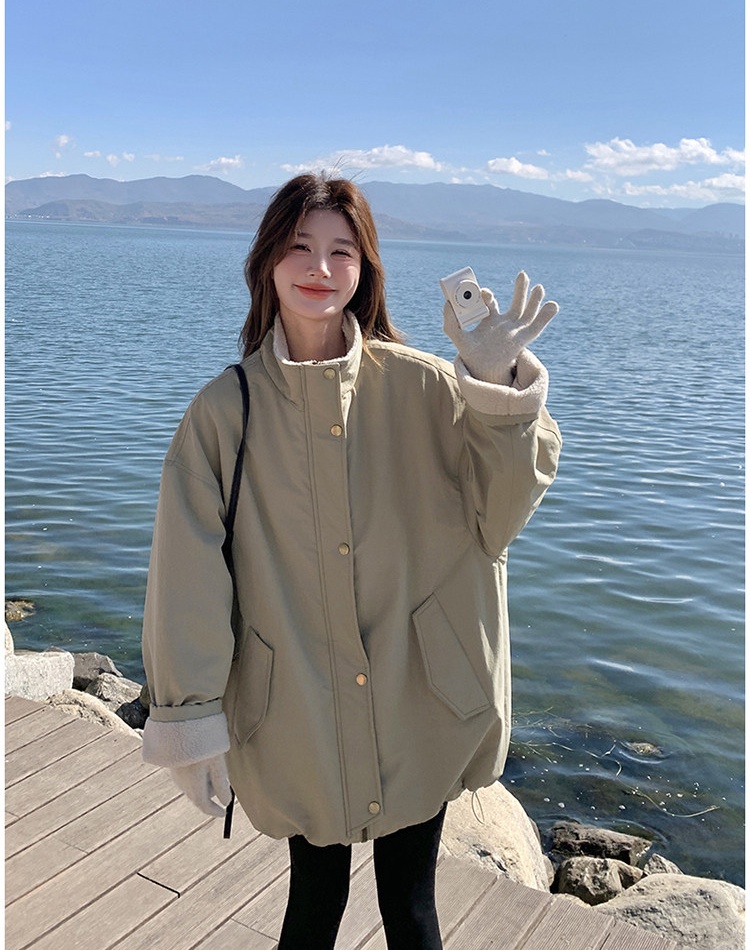 Waterproof lamb fur coat lazy Korean style work clothing