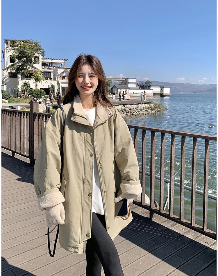 Waterproof lamb fur coat lazy Korean style work clothing