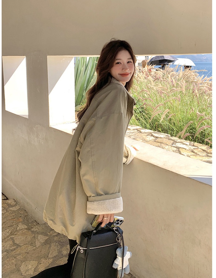 Waterproof lamb fur coat lazy Korean style work clothing