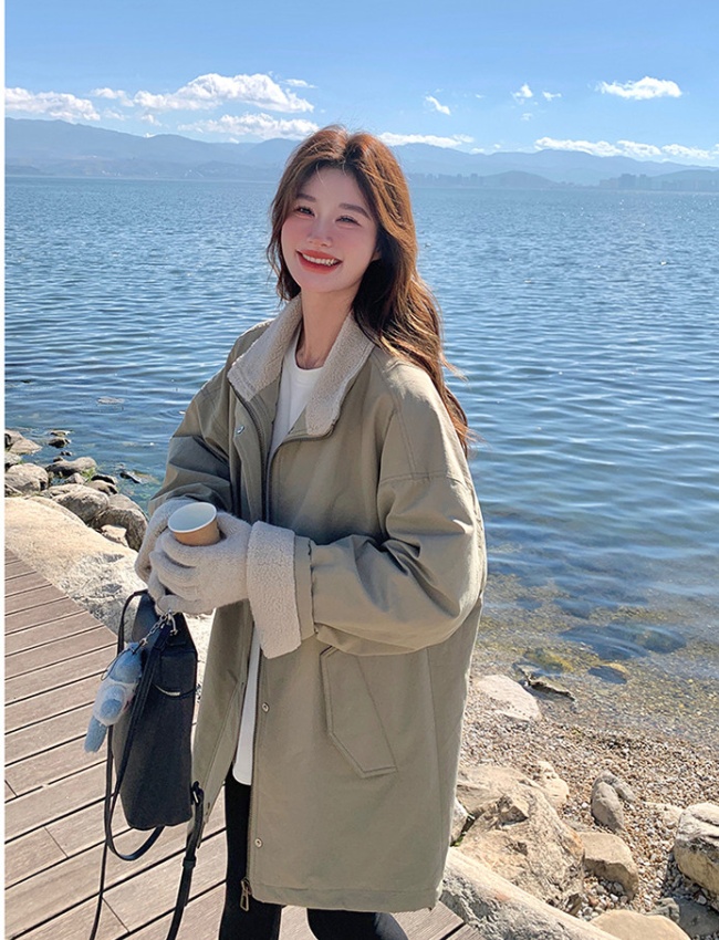 Waterproof lamb fur coat lazy Korean style work clothing