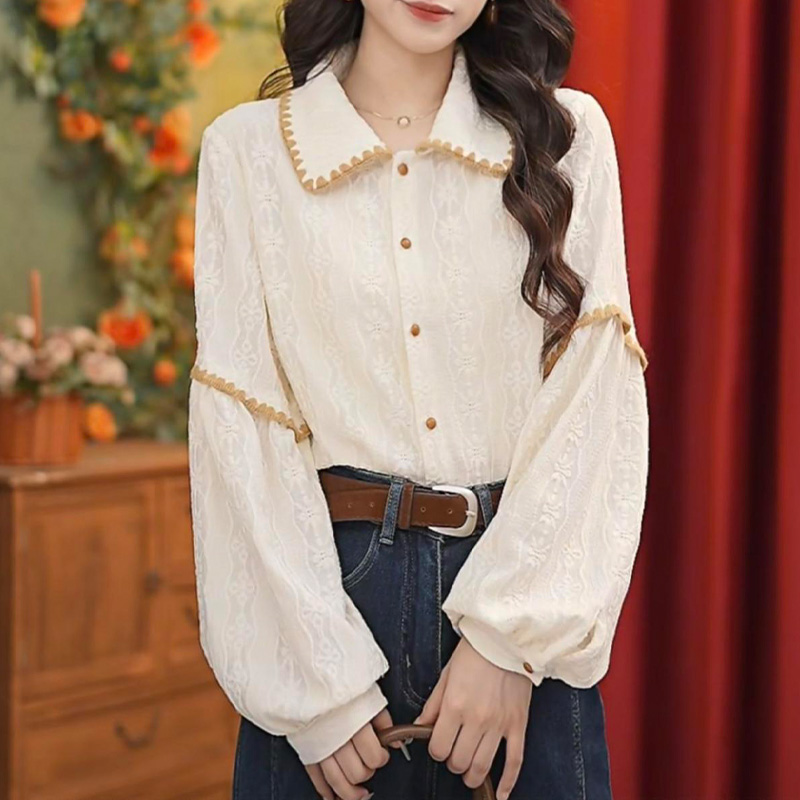 Splice elegant small shirt breathable white shirt for women