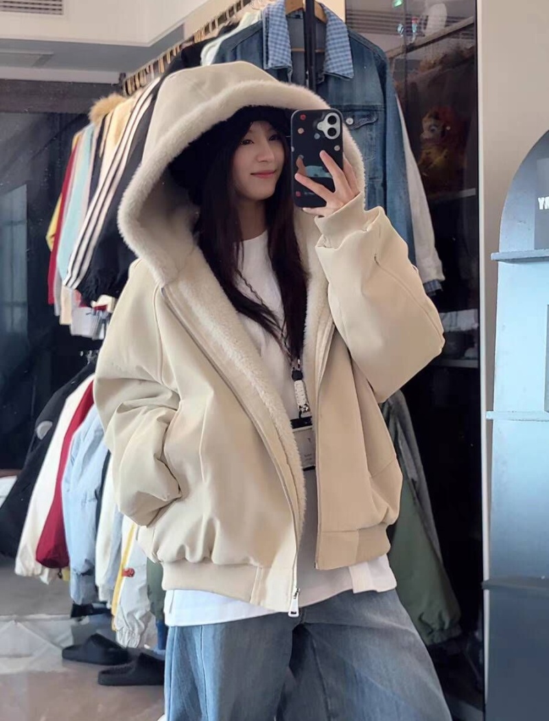 Hooded cotton coat thick coat for women