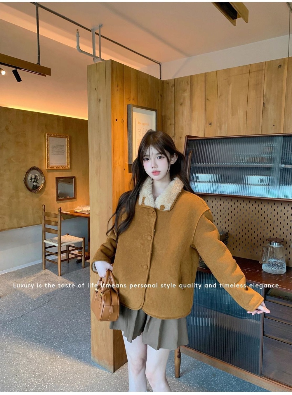 Unique lambs wool lazy coat for women