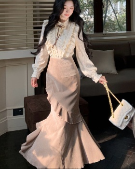 Mermaid skirt temperament shirt 2pcs set for women