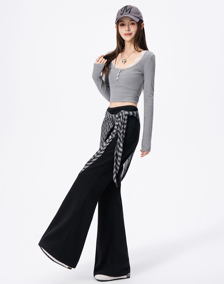 Korean style thick pants high waist long pants for women
