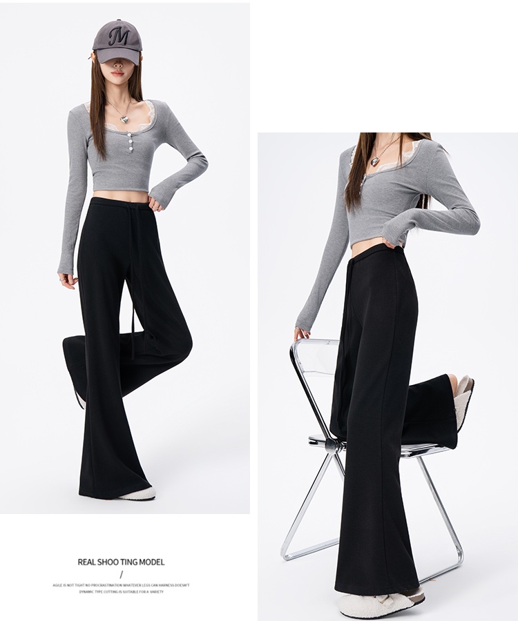 Korean style thick pants high waist long pants for women