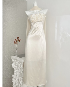 Sequins long dress white formal dress for women
