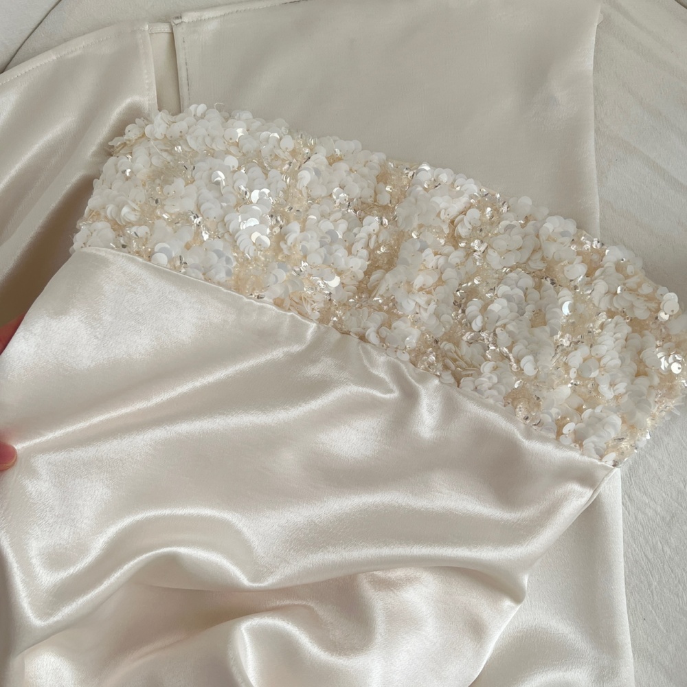 Sequins long dress white formal dress for women