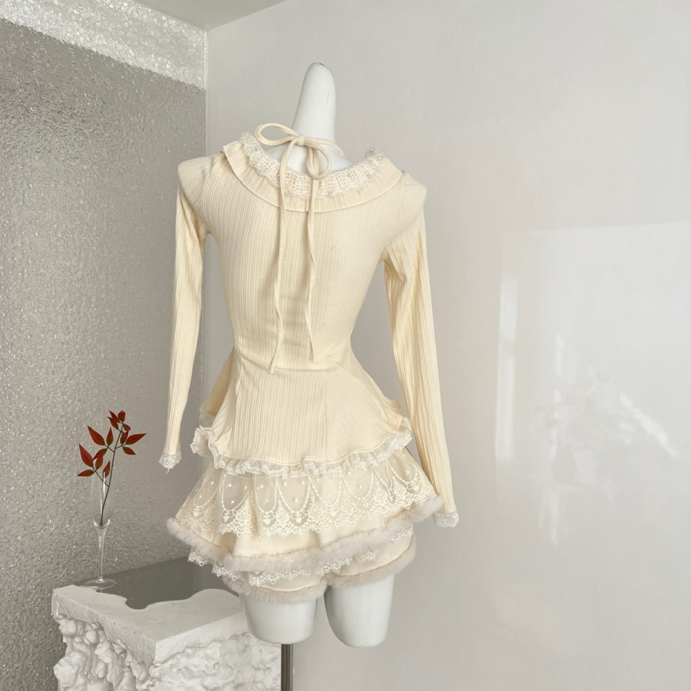 Winter slim short skirt fashion tops a set