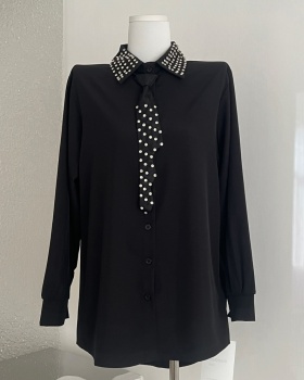 Temperament loose tops satin shirt