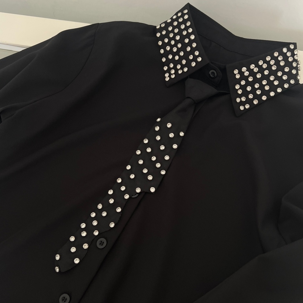 Temperament loose tops satin shirt