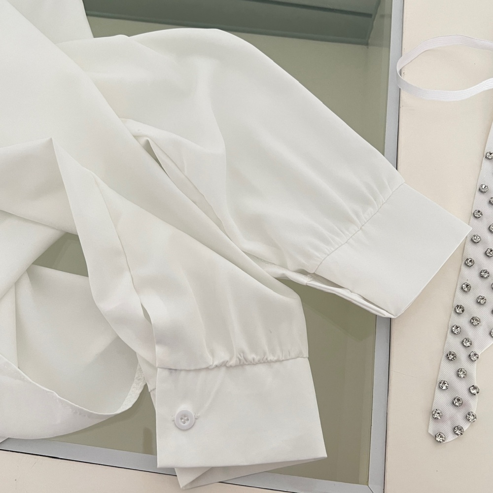 Temperament loose tops satin shirt