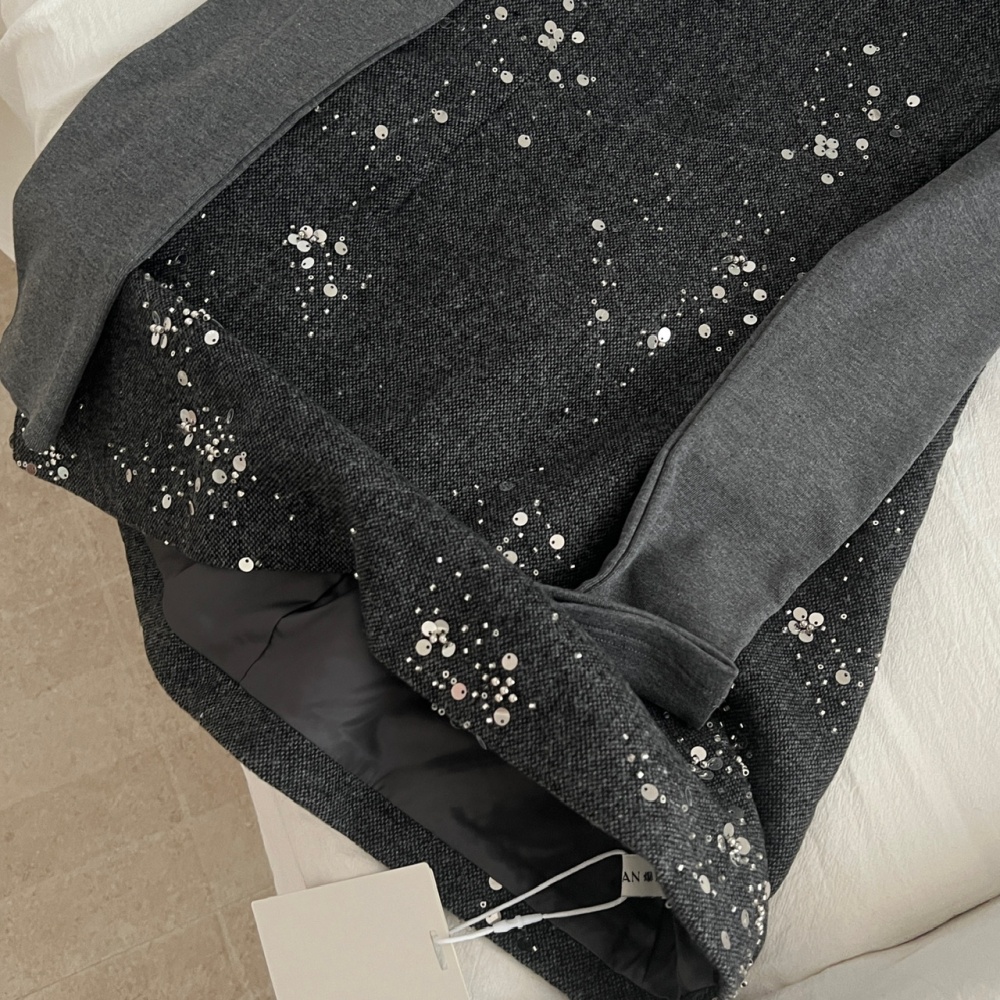 Rose winter strap dress sequins bottoming shirt a set