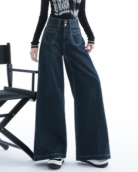 Drape wide leg pants two buckle long pants for women