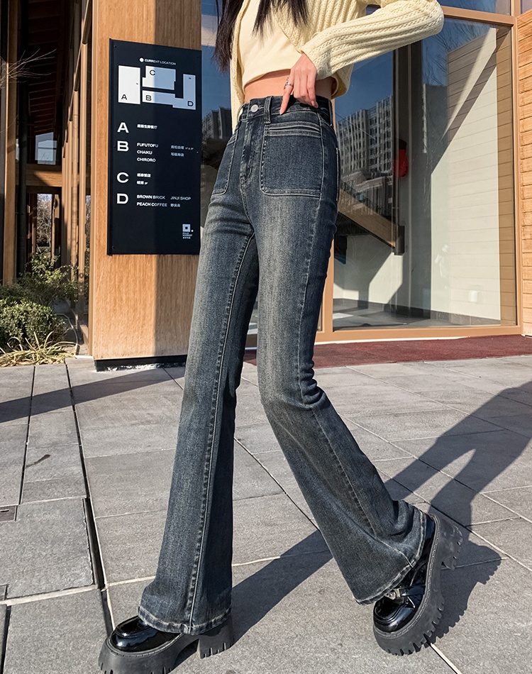 Slim Korean style long pants denim flare pants for women