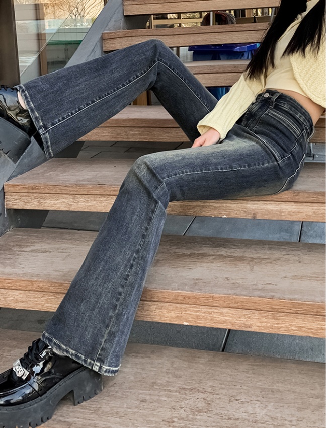 Slim Korean style long pants denim flare pants for women