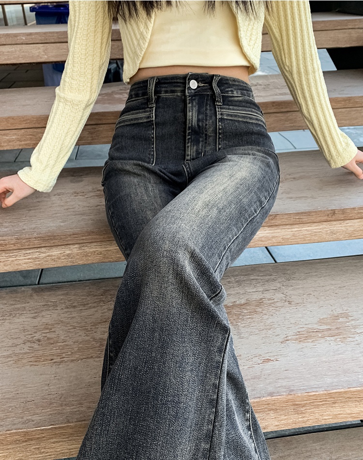 Slim Korean style long pants denim flare pants for women