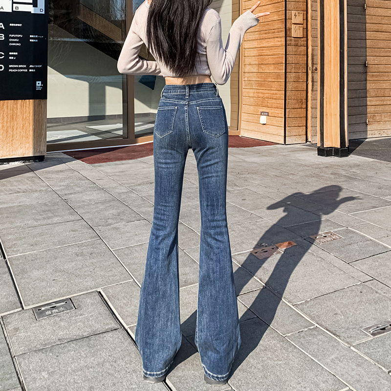 Slim Korean style long pants denim flare pants for women