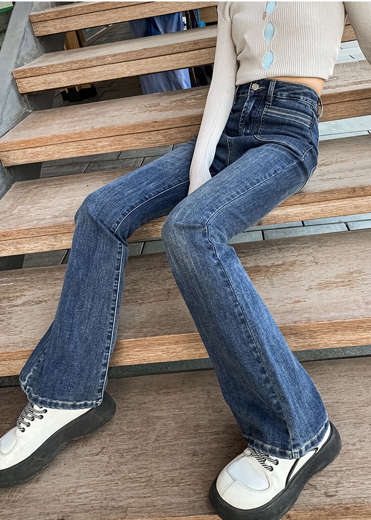 Slim Korean style long pants denim flare pants for women