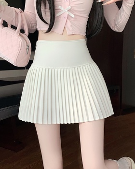 Pleated high waist skirt spring and summer pure short skirt