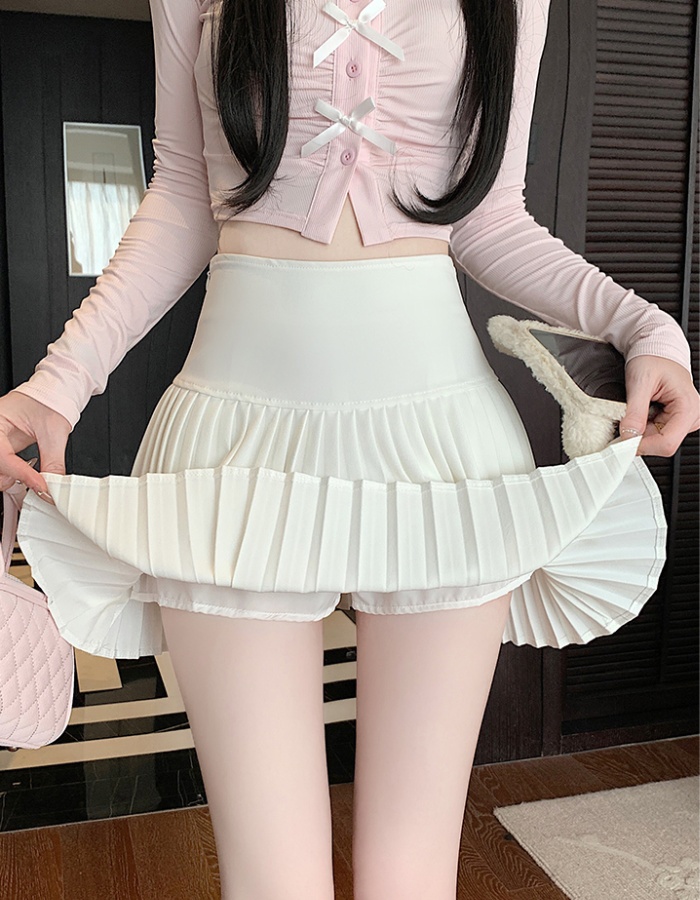 Pleated high waist skirt spring and summer pure short skirt
