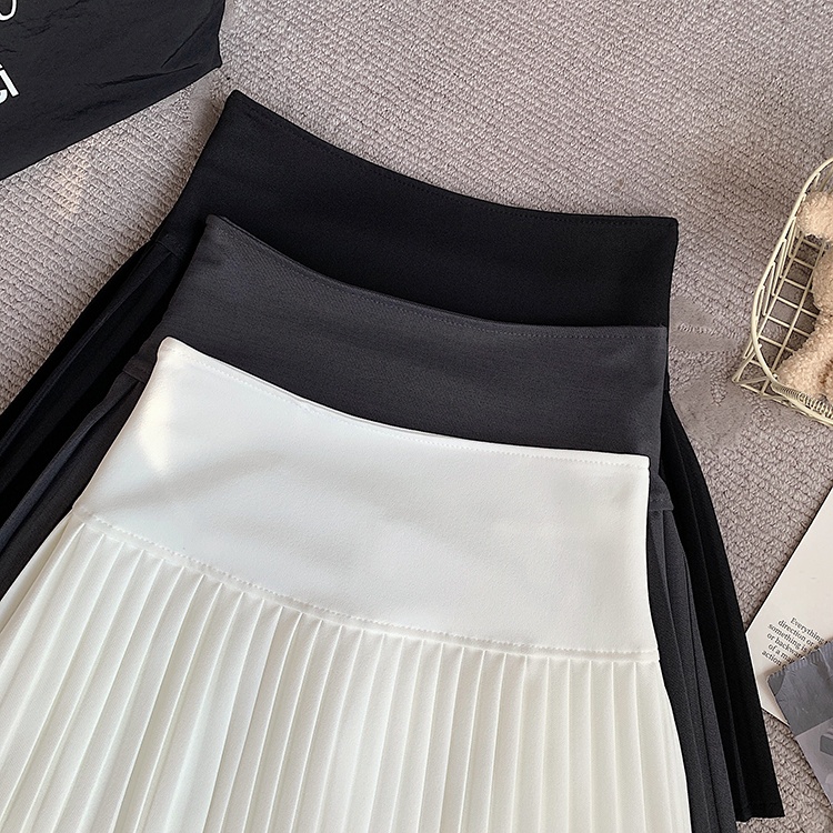 Pleated high waist skirt spring and summer pure short skirt