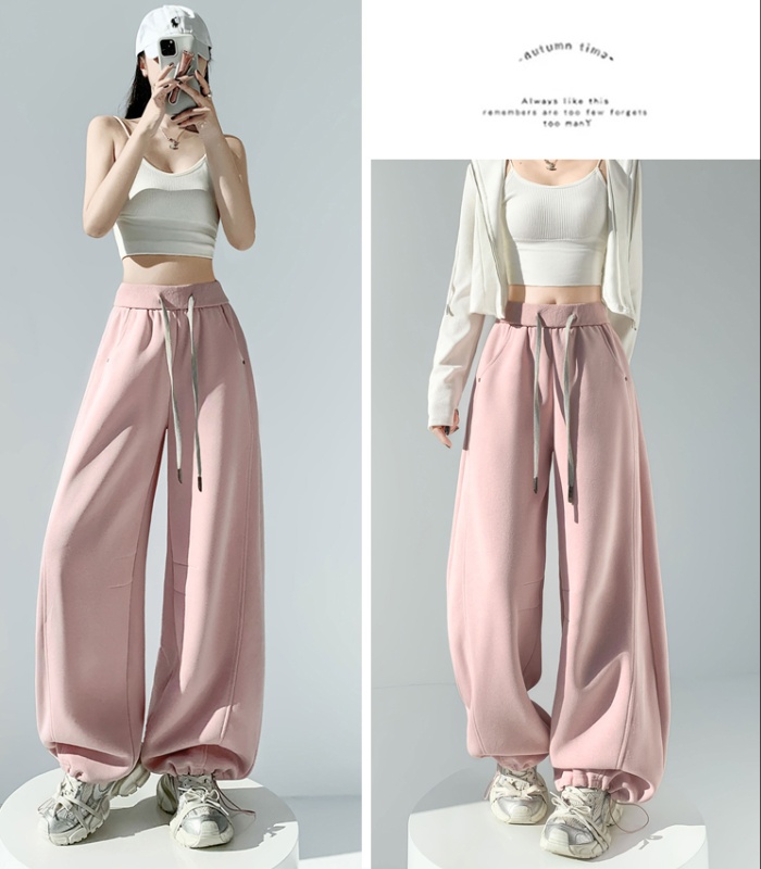 Wide leg drawstring pants loose sweatpants for women