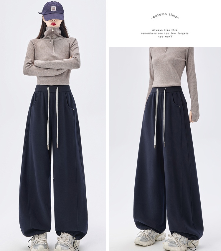 Wide leg drawstring pants loose sweatpants for women