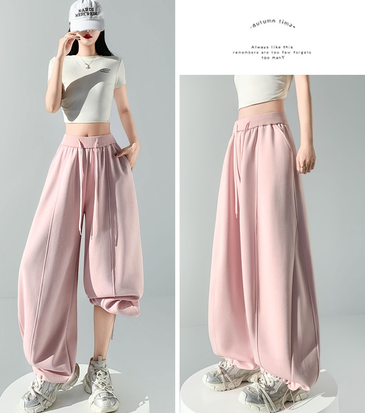 Gray wide leg pants loose sweatpants for women
