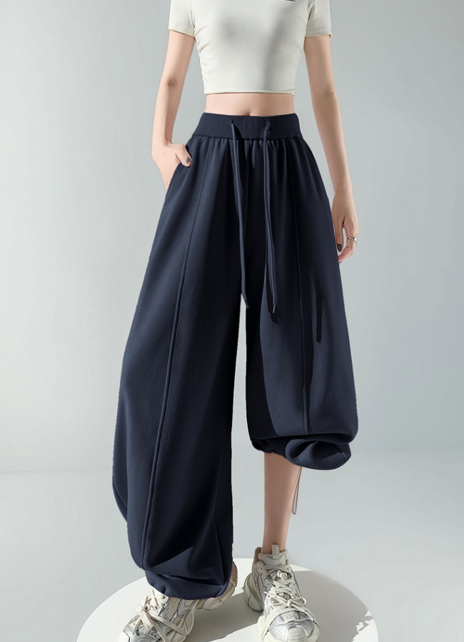Gray wide leg pants loose sweatpants for women