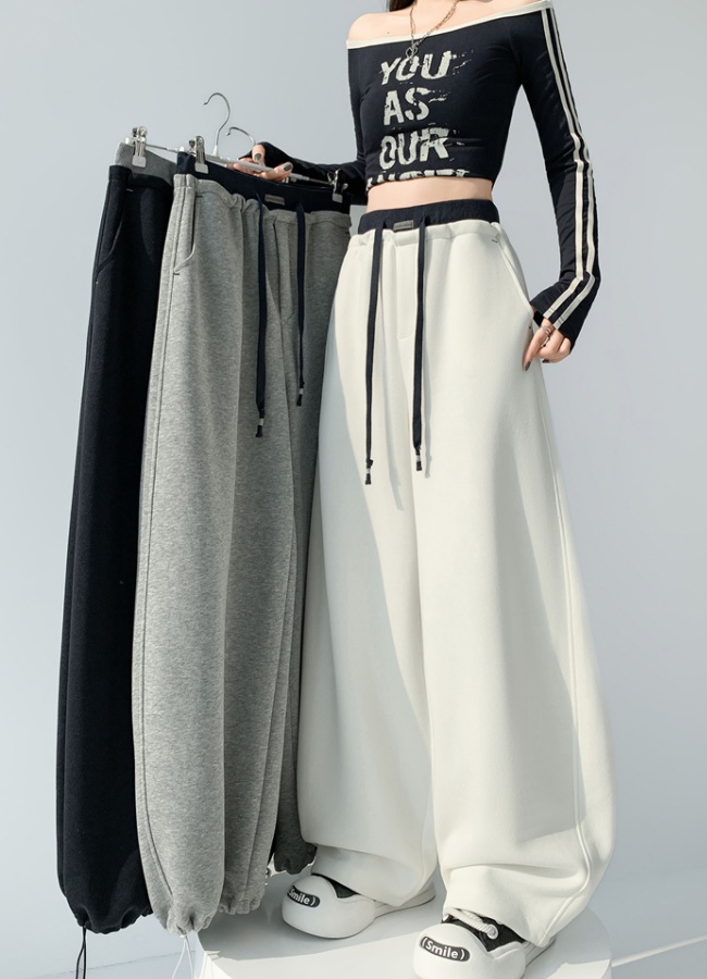 Casual wide leg loose splice straight sweatpants