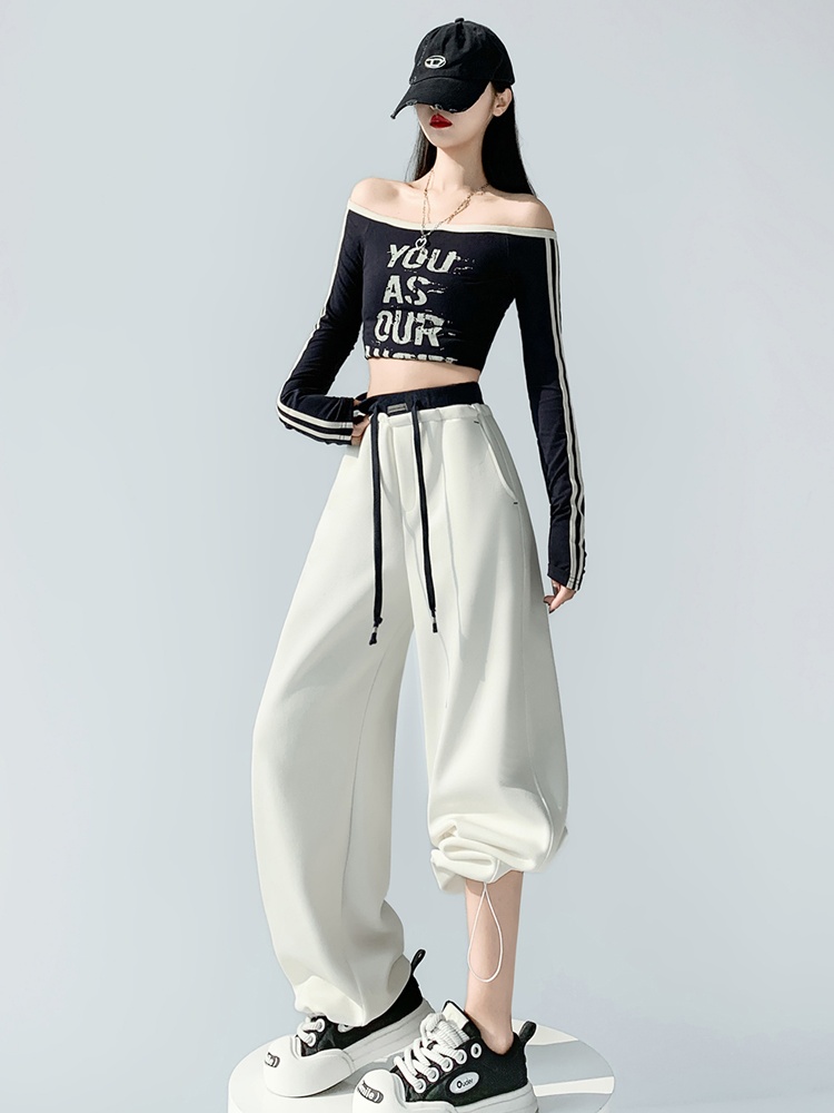 Casual wide leg loose splice straight sweatpants
