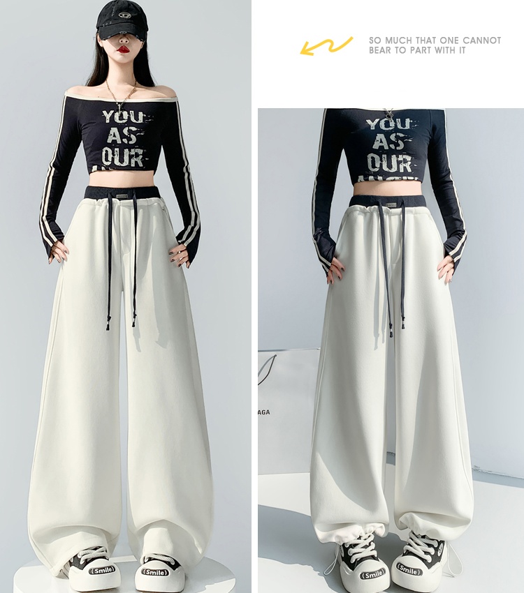 Casual wide leg loose splice straight sweatpants