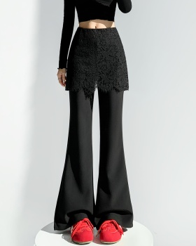 Micro speaker spring business suit lace flare pants for women