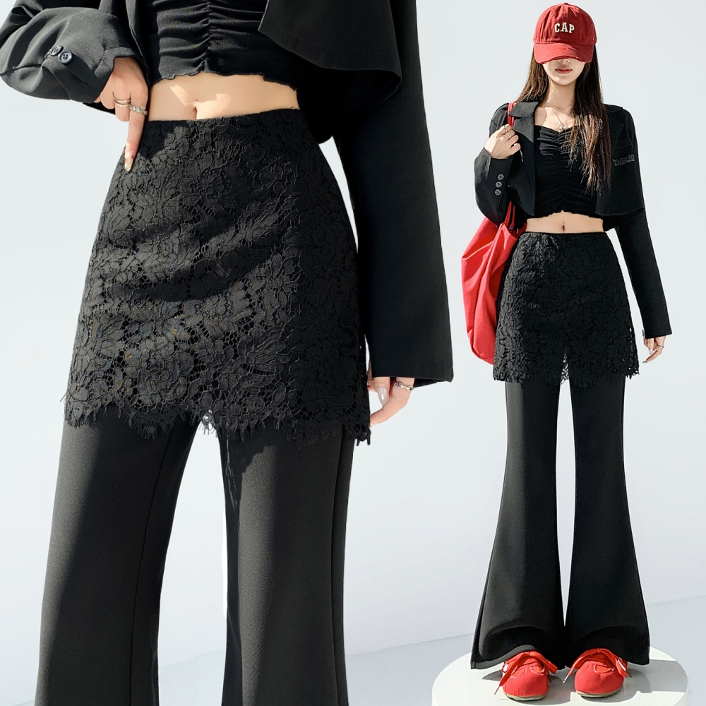 Micro speaker spring business suit lace flare pants for women