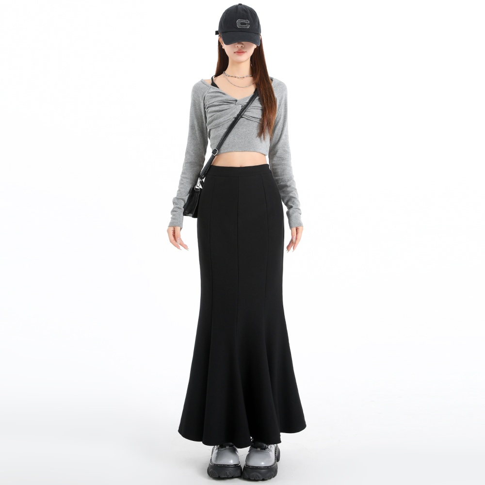 Slim package hip skirt black long skirt for women