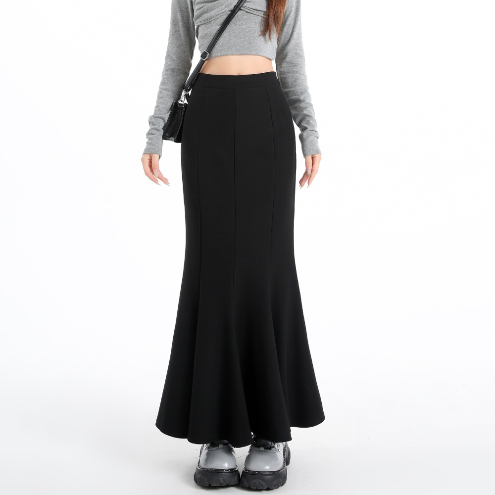 Slim package hip skirt black long skirt for women