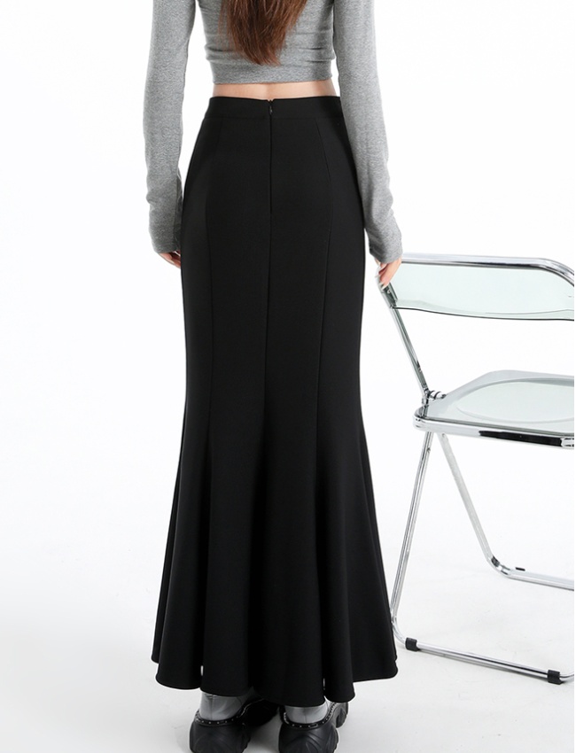 Slim package hip skirt black long skirt for women