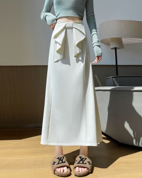 A-line bow drape business suit high waist spring skirt