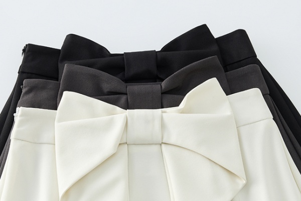 A-line bow drape business suit high waist spring skirt