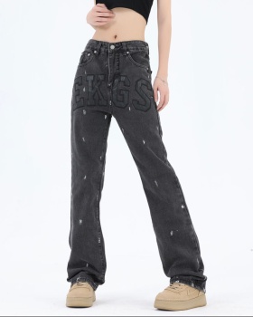 Autumn and winter loose jeans Casual wide leg pants for women