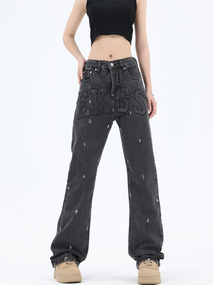 Autumn and winter loose jeans Casual wide leg pants for women