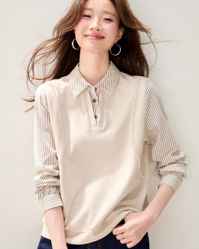 All-match simple hoodie Pseudo-two temperament tops