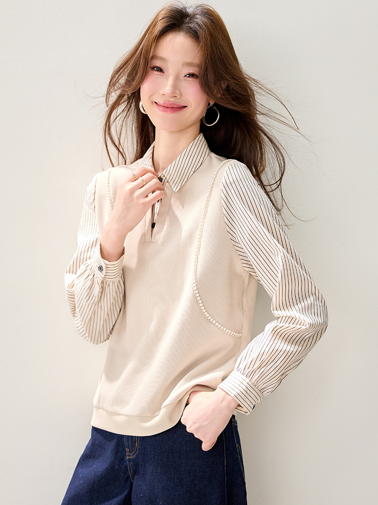 All-match simple hoodie Pseudo-two temperament tops