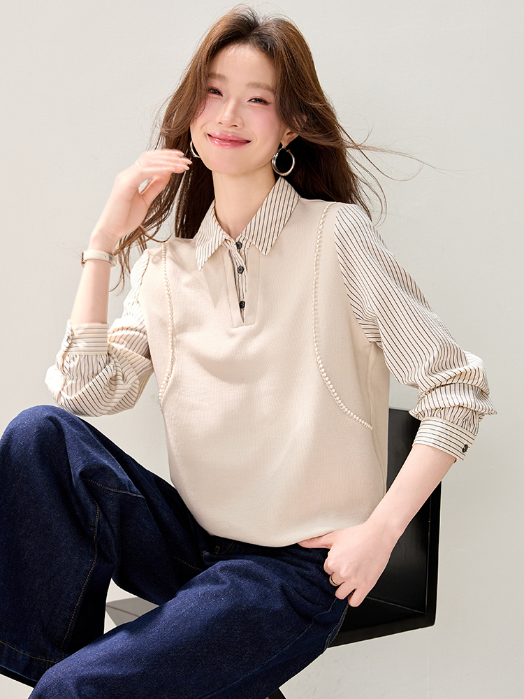 All-match simple hoodie Pseudo-two temperament tops