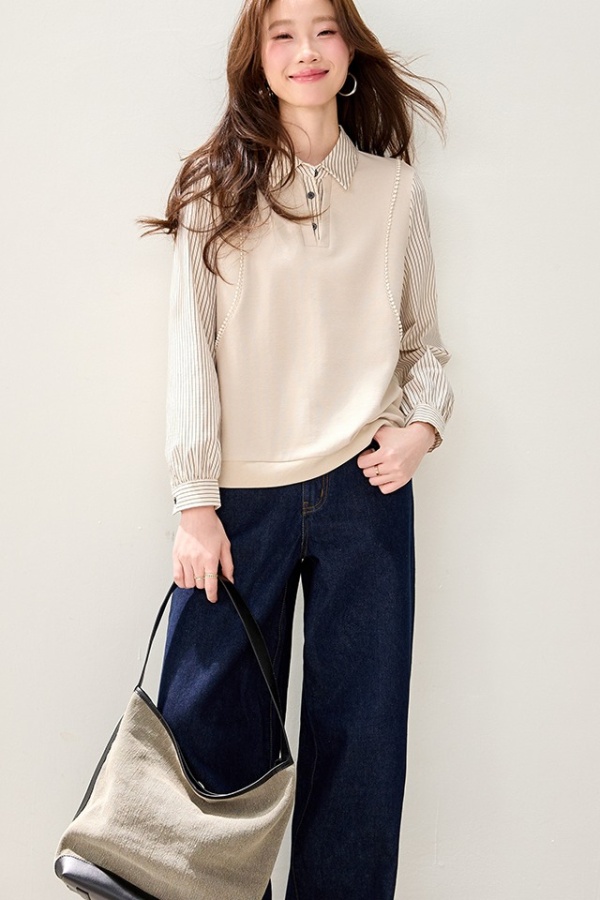 All-match simple hoodie Pseudo-two temperament tops