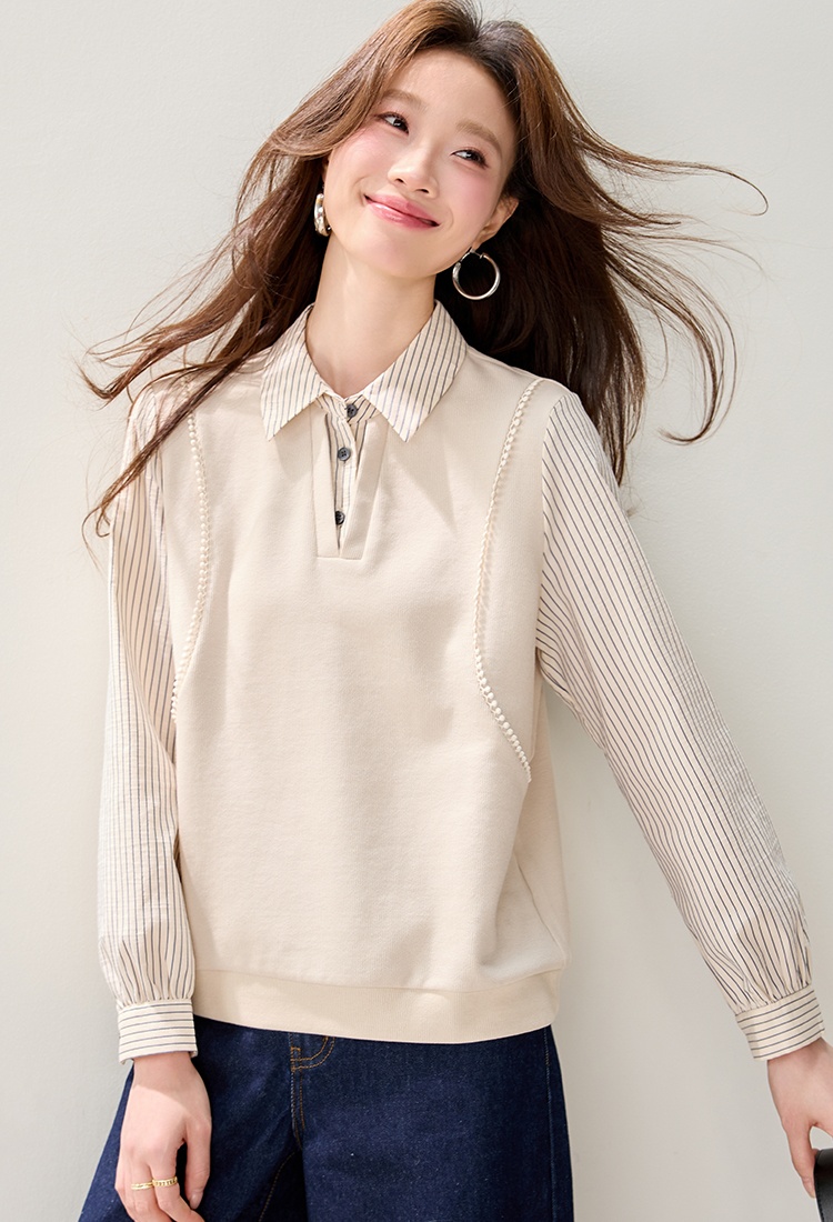 All-match simple hoodie Pseudo-two temperament tops