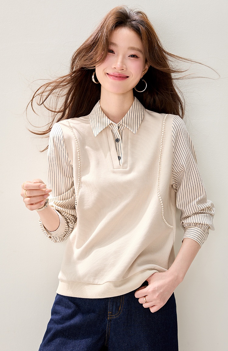 All-match simple hoodie Pseudo-two temperament tops